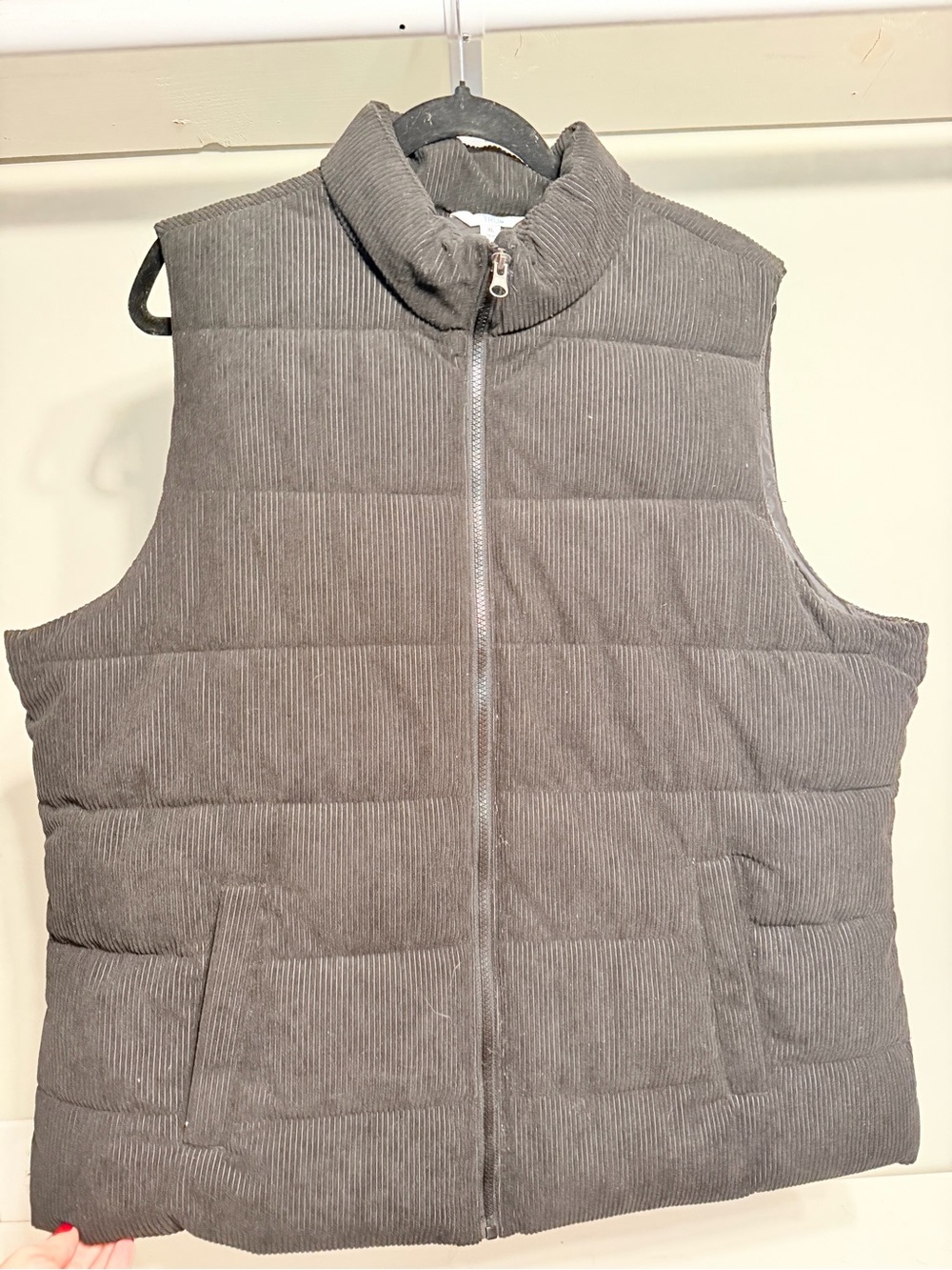 Time and Tru Gray Quilted Corduroy Puffer Vest